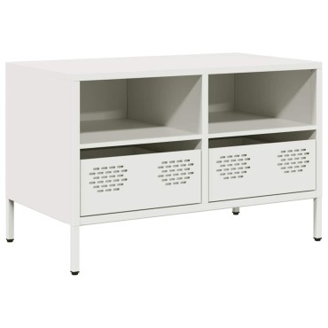 vidaXL Έπιπλο Τηλεόρασης Λευκό 68x39x43,5cm Ατσάλι Ψυχρής Έλασης