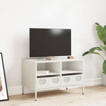 vidaXL Έπιπλο Τηλεόρασης Λευκό 68x39x43,5cm Ατσάλι Ψυχρής Έλασης