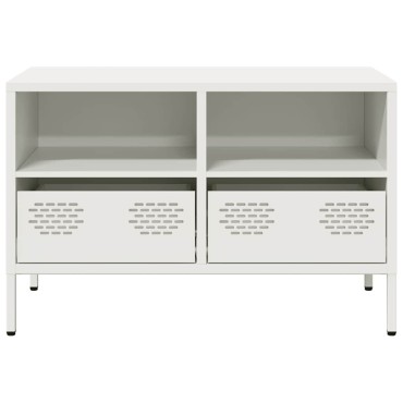 vidaXL Έπιπλο Τηλεόρασης Λευκό 68x39x43,5cm Ατσάλι Ψυχρής Έλασης