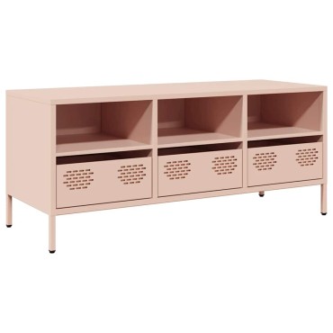 vidaXL Έπιπλο Τηλεόρασης Ροζ 101,5x39x43,5cm Ατσάλι Ψυχρής Έλασης