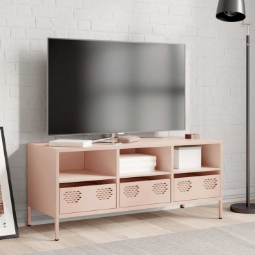 vidaXL Έπιπλο Τηλεόρασης Ροζ 101,5x39x43,5cm Ατσάλι Ψυχρής Έλασης