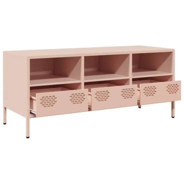 vidaXL Έπιπλο Τηλεόρασης Ροζ 101,5x39x43,5cm Ατσάλι Ψυχρής Έλασης