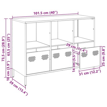 vidaXL Ντουλάπι Ροζ 101,5x39x73,5cm από Χάλυβα Ψυχρής Έλασης 1 τεμ.