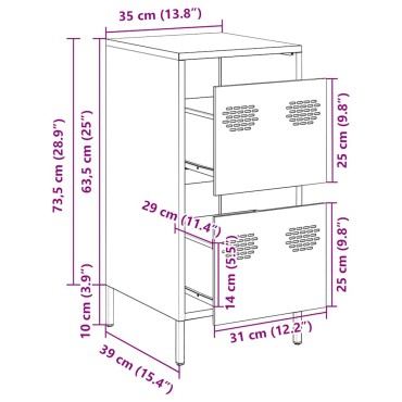 vidaXL Ντουλάπι Μαύρο 35x39x73,5cm από Χάλυβα Ψυχρής Έλασης 1 τεμ.