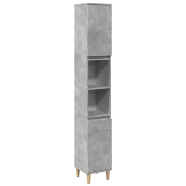 vidaXL Ντουλάπι Μπάνιου Γκρι Σκυροδέματος 30x30x190cm Επεξ. Ξύλο 1 τεμ.