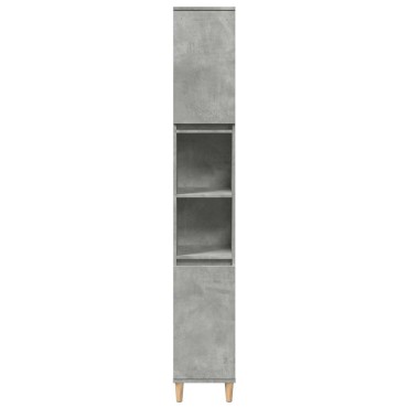 vidaXL Ντουλάπι Μπάνιου Γκρι Σκυροδέματος 30x30x190cm Επεξ. Ξύλο 1 τεμ.