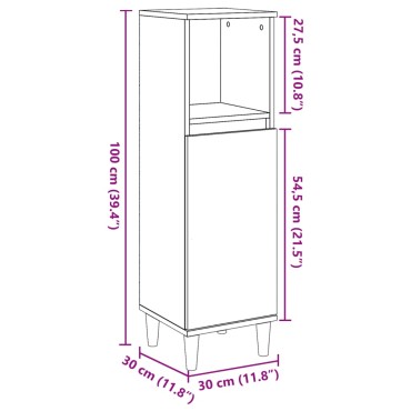 vidaXL Ντουλάπι Μπάνιου Γκρι Σκυροδέματος 30x30x100cm Επεξ. Ξύλο