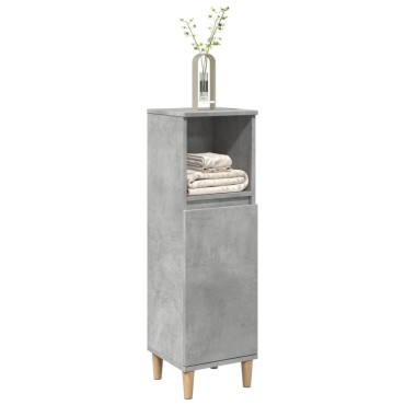 vidaXL Ντουλάπι Μπάνιου Γκρι Σκυροδέματος 30x30x100cm Επεξ. Ξύλο