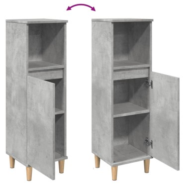 vidaXL Ντουλάπι Μπάνιου Γκρι Σκυροδέματος 30x30x100cm Επεξ. Ξύλο
