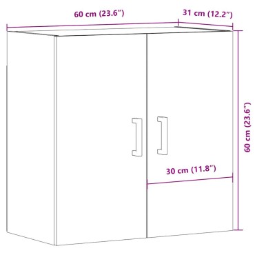 vidaXL Ντουλάπι Τοίχου Αρτισιανή Δρυς 60x31x60cm Επεξεργασμένο Ξύλο 1 τεμ.
