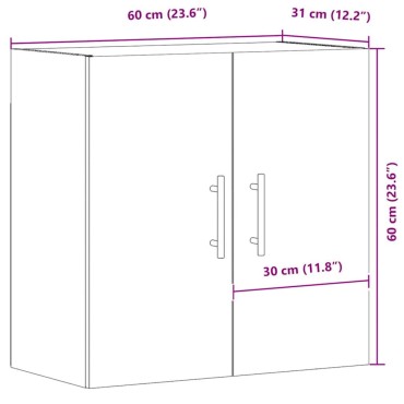 vidaXL Ντουλάπι Τοίχου Αρτισιανή Δρυς 60x31x60cm Επεξεργασμένο Ξύλο 1 τεμ.