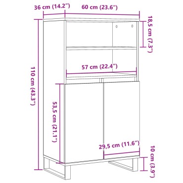 vidaXL Ντουλάπι Όψη Παλαιού Ξύλου 60x36x110cm από Επεξεργασμένο Ξύλο 1 τεμ.