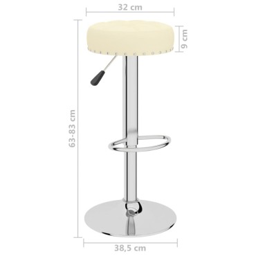 vidaXL Σκαμπό Μπαρ 2 τεμ. Κρεμ Υφασμάτινα 38,5x38,5x(63-83)cm
