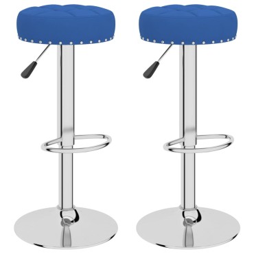 vidaXL Σκαμπό Μπαρ 2 τεμ. Μπλε Υφασμάτινα 38,5x38,5x(63-83)cm