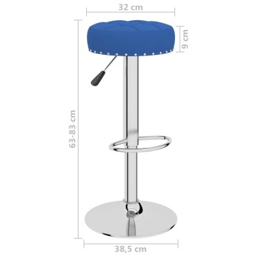 vidaXL Σκαμπό Μπαρ 2 τεμ. Μπλε Υφασμάτινα 38,5x38,5x(63-83)cm