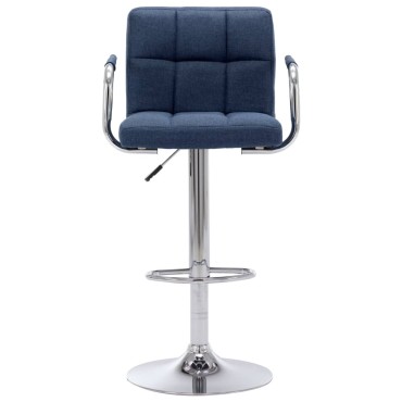 vidaXL Καρέκλα Μπαρ Μπλε Υφασμάτινη 53x52x(92-112)cm 1 τεμ.