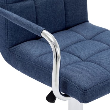 vidaXL Καρέκλα Μπαρ Μπλε Υφασμάτινη 53x52x(92-112)cm 1 τεμ.