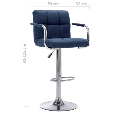 vidaXL Καρέκλα Μπαρ Μπλε Υφασμάτινη 53x52x(92-112)cm 1 τεμ.