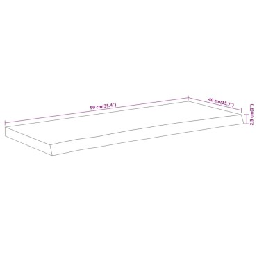 vidaXL Επιφάνεια Τραπεζιού Ορθογώνια 90x40x2,5cm Μασίφ Ξύλο Ακακίας 1 τεμ.