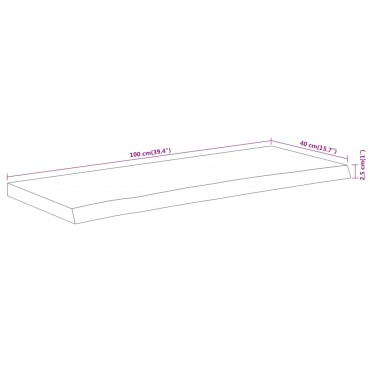 vidaXL Επιφάνεια Τραπεζιού Ορθογώνια 100x40x2,5cm Μασίφ Ξύλο Ακακίας 1 τεμ.