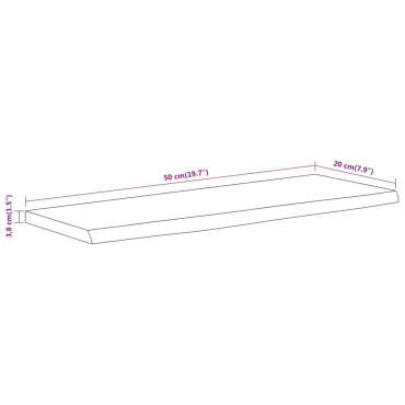 vidaXL Ράφι Επιτοίχιο Ορθ. Live Edge 50x20x3,8cm Μασίφ Ξύλο Ακακίας