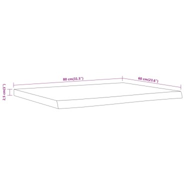 vidaXL Πάγκος Μπάνιου Ορθογώνιος 80x60x2,5cm από Μασίφ Ξύλο Ακακίας