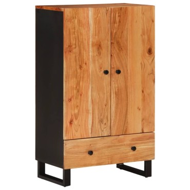 vidaXL Ντουλάπι Ψηλό με Συρτάρι 60x33x100cm Μασίφ Ακακία & Σίδερο 1 τεμ.