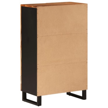vidaXL Ντουλάπι Ψηλό με Συρτάρι 60x33x100cm Μασίφ Ακακία & Σίδερο 1 τεμ.