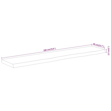 vidaXL Επιφάνεια Τραπεζιού Ορθογώνια 180x40x2,5cm Μασίφ Ξύλο Ακακίας 1 τεμ.