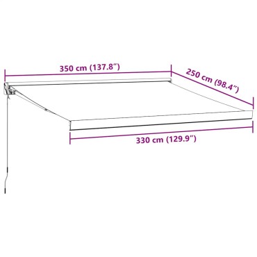 vidaXL Τέντα Πτυσσόμενη Ανθρακί και Λευκή 3,5x2,5μ. Ύφασμα / Αλουμίνιο