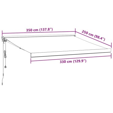 vidaXL Τέντα Πτυσσόμενη Ανθρακί και Λευκή 3,5x2,5μ. Ύφασμα / Αλουμίνιο