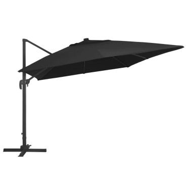 vidaXL Cantilever Ομπρέλα με LED, κοντάρι αλουμινίου 400x300 cm Μαύρη