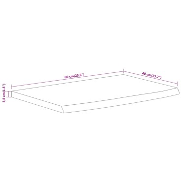 vidaXL Ράφι Επιτοίχιο Ορθ. Live Edge 60x40x3,8cm Μασίφ Ξύλο Ακακίας