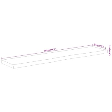 vidaXL Ράφι Επιτοίχιο Ορθ. Live Edge 110x20x3,8cm Μασίφ Ξύλο Ακακίας