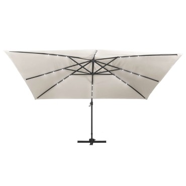 vidaXL Ομπρέλα Κήπου με LED, κοντάρι αλουμινίου 400x300 cm Άμμος