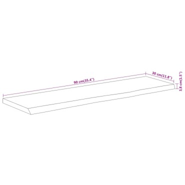vidaXL Ράφι Επιτοίχιο Ορθ. Live Edge 90x30x3,8cm Μασίφ Ξύλο Ακακίας