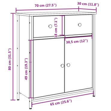 vidaXL Ντουλάπι Όψη Παλαιού Ξύλου 70x30x80cm από Επεξεργασμένο Ξύλο 1 τεμ.