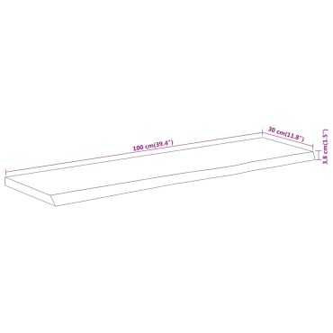 vidaXL Ράφι Επιτοίχιο Ορθ. Live Edge 100x30x3,8cm Μασίφ Ξύλο Ακακίας