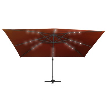 vidaXL Ομπρέλα Κρεμαστή με LED Φώτα Τερακότα 400 x 300 εκ.