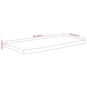 vidaXL Ράφι Επιτοίχιο Ορθ. Live Edge 60x30x3,8cm Μασίφ Ξύλο Ακακίας