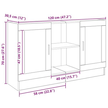 vidaXL Μπουφές Αρτισιανή Δρυς 120x30,5x70cm από Επεξεργασμένο Ξύλο 1 τεμ.
