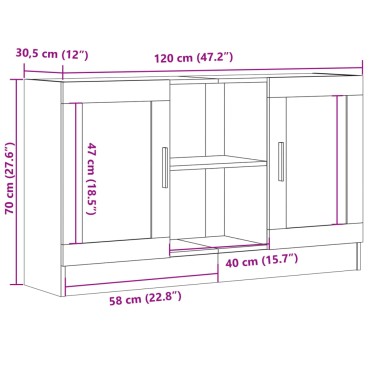 vidaXL Μπουφές Αρτισιανή Δρυς 120x30,5x70cm από Επεξεργασμένο Ξύλο 1 τεμ.