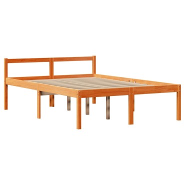 vidaXL Κρεβάτι Βιβλιοθήκη Χωρίς Στρώμα Καφέ 120x200 εκ Μασίφ Πεύκο