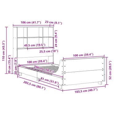 vidaXL Σκελετός Κρεβ. Χωρίς Στρώμα Καφέ Κεριού 100x200 εκ Μασίφ Πεύκο