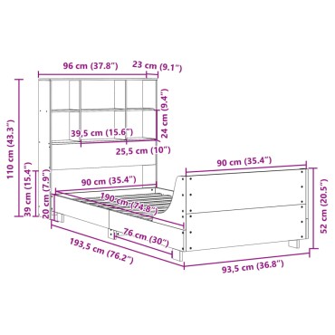 vidaXL Σκελετός Κρεβ. Χωρίς Στρώμα Καφέ Κεριού 90x190 εκ Μασίφ Πεύκο