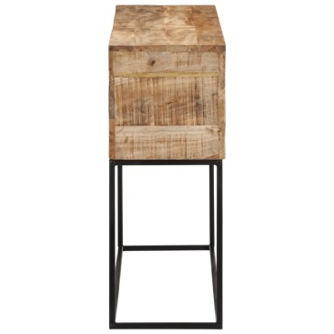 vidaXL Τραπέζι Κονσόλα 110x30x75cm Μασίφ Ακατ. Ξύλο Μάνγκο/Σίδηρο 1 τεμ.