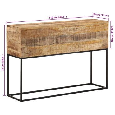 vidaXL Τραπέζι Κονσόλα 110x30x75cm Μασίφ Ακατ. Ξύλο Μάνγκο/Σίδηρο 1 τεμ.