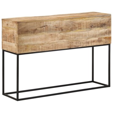 vidaXL Τραπέζι Κονσόλα 110x30x75cm Μασίφ Ακατ. Ξύλο Μάνγκο/Σίδηρο 1 τεμ.