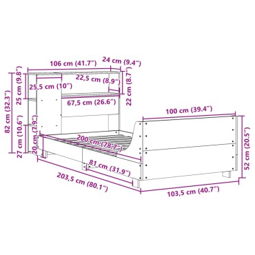 vidaXL Σκελετός Κρεβ. Χωρίς Στρώμα Καφέ Κεριού 100x200 εκ Μασίφ Πεύκο
