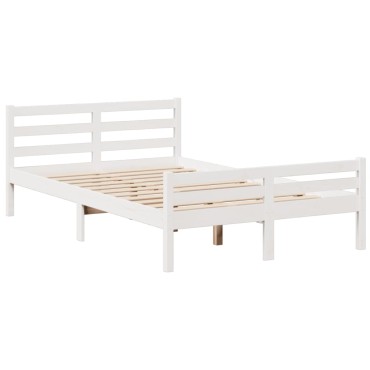 vidaXL Κρεβάτι Βιβλιοθήκη Χωρίς Στρώμα Λευκό 135x190 εκ Μασίφ Πεύκο